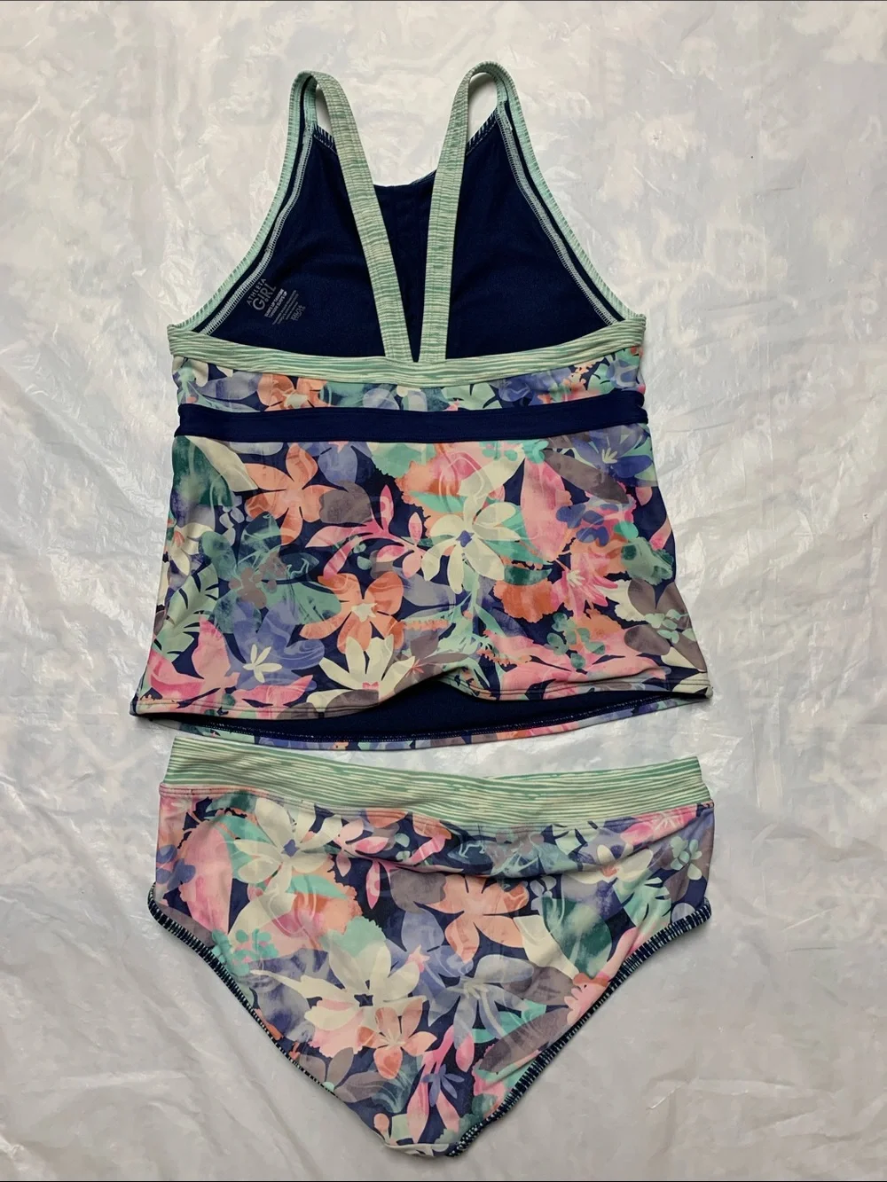 Athleta Girl Surfs Up Tankini Floral Print Swimsuit Size 16